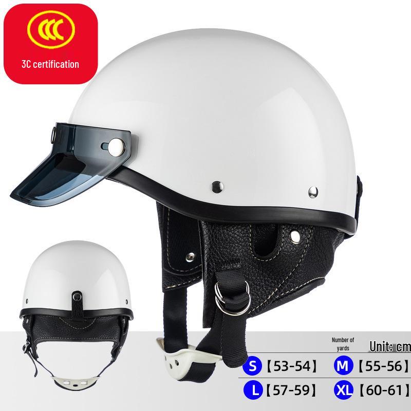 

3C Ретро Мотоциклетный Шлем для Мужчин и Женщин - Летний Полушлем для Электровелосипедов, для Пар и для Безопасности в Любое Время Года. M