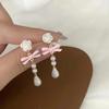 New Fashion Charm Bowknot Flower Drop Dangle Earrings for Women Korea Pearls Bow Heart Stud Earrings Party Jewelry Accessories