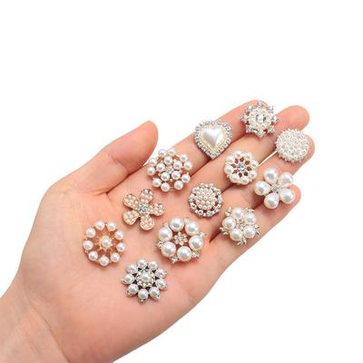Flower-shaped Hat Accessories Headwear Accessories Pearl Hairpins Rhinestone Buttons Pearl Button