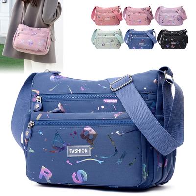 Multi-layer Printing Women Shoulder Bag Fashion Messenger Bag Waterproof Nylon Oxford Crossbody Bag Handbags Large Bags