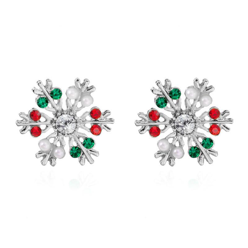 Holiday Festive Earrings With Glittering Snowflake And Deer Motifs For Women