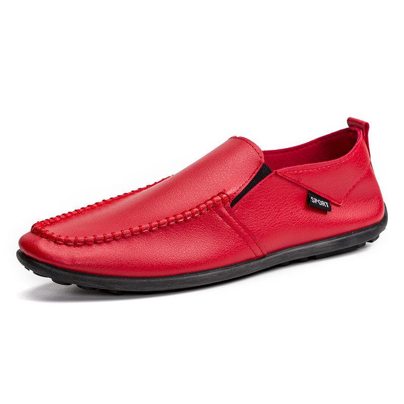 Nuevos zapatos Doudou, versión coreana, zapatos de cuero informales a la moda para hombres, zapatos Doudou perezosos sin cordones de suela suave para hombres