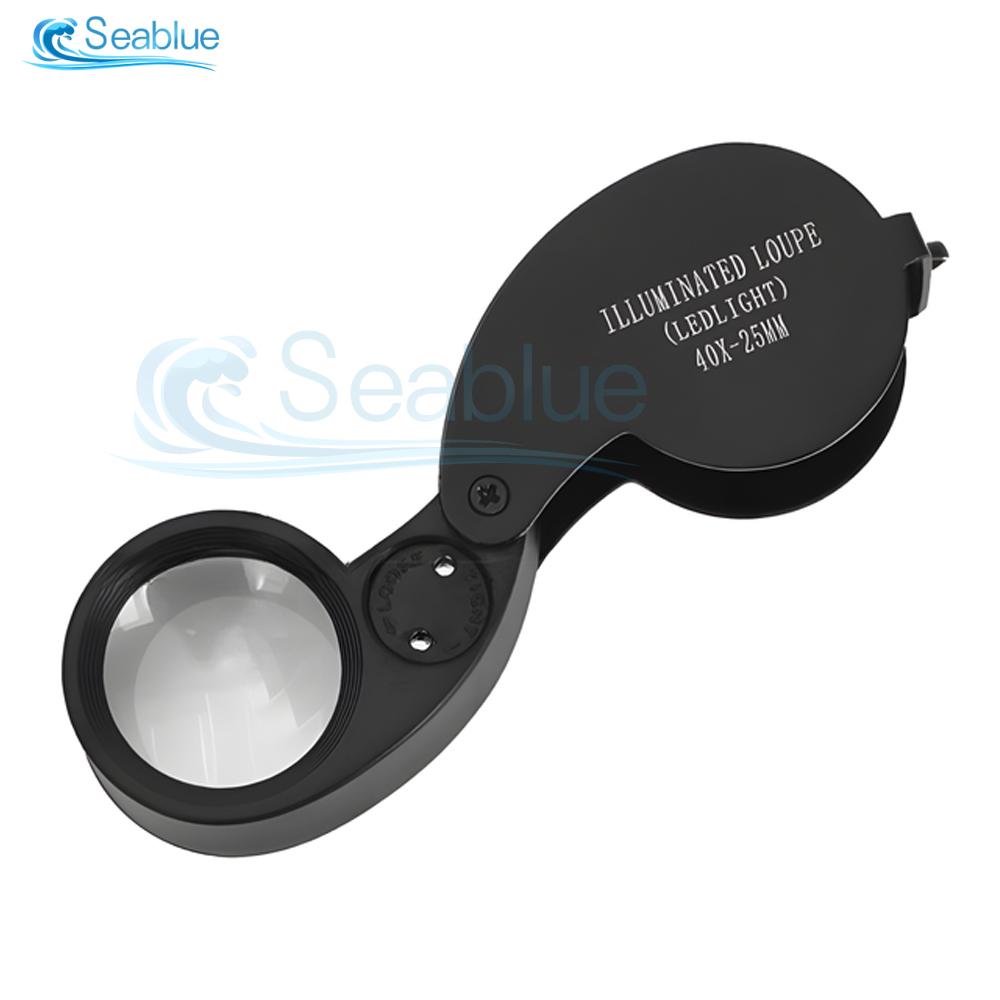 

40X LED Jewelry Diamond Jewelry Loupe Magnifier Tool Eye Magnifier Magnifying Glass Equipments Triplet Jewelers Eye Glass чорний