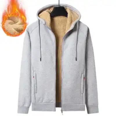 Lamb Fleece Sweatshirt Men's Velvet Thickened Loose Cotton Jacket Warm Autumn and Winter Hooded Cardigan Casual Sports Top