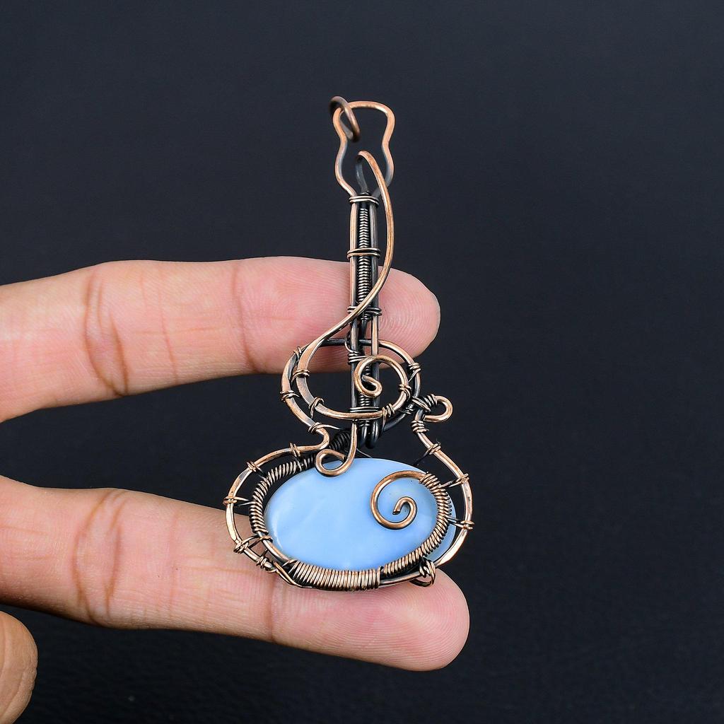 Owhyee Opal Gemstone Pendant 999 Copper Wire Wrapped Jewelry, Handmade Antique Pendant Jewelry, Gift For Mother