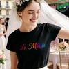 French Girl Bachelorette EVJF Party T-Shirts Future Bride Team Rainbow Gradient Graphic Short Sleeve Tees for Bridal Shower