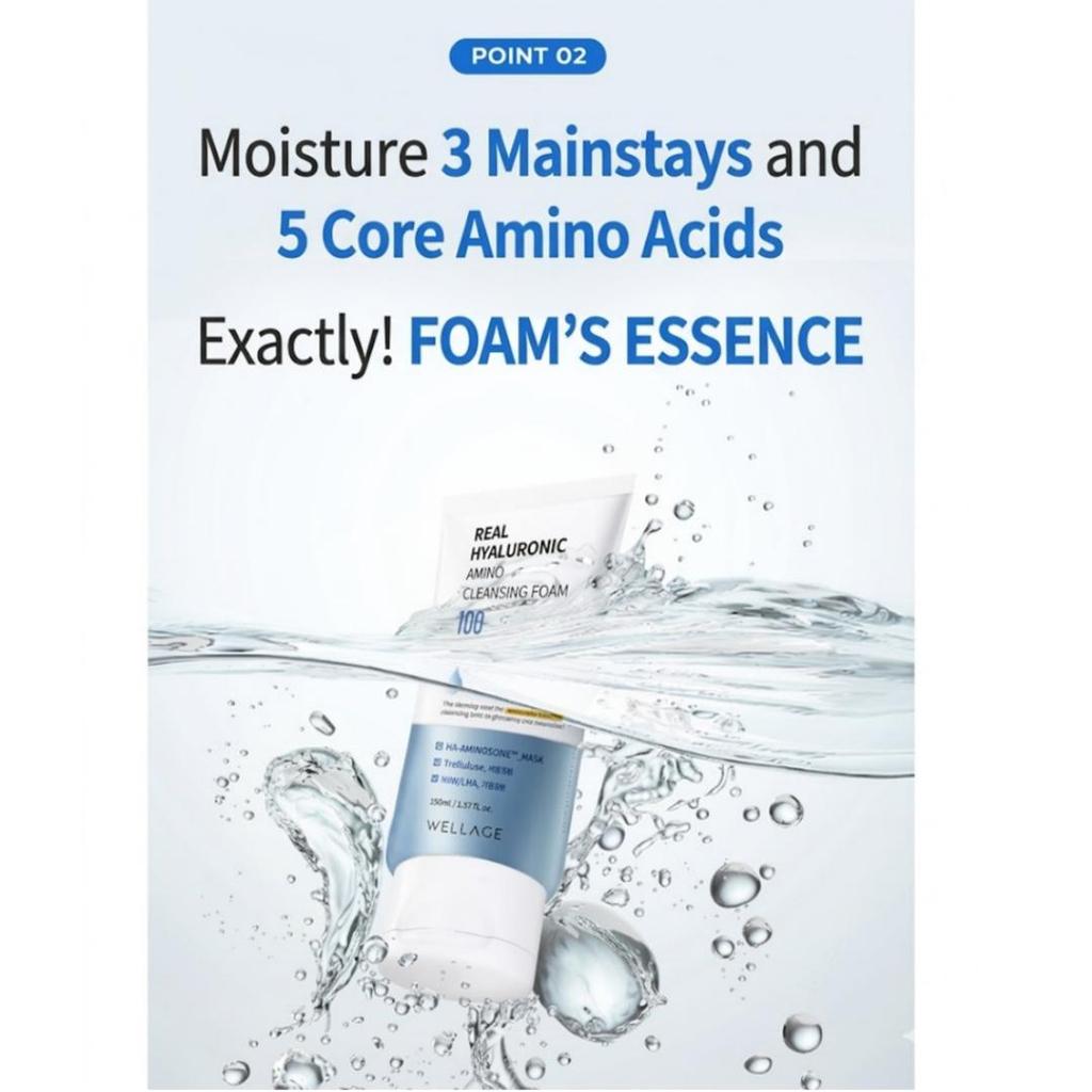 [WELLAGE] Real Hyaluronic 100 Amino Cleansing Foam 150ml