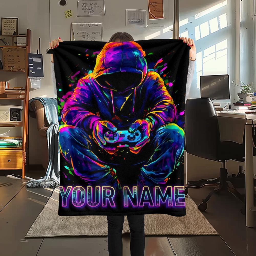 1PC Custom Name Skull Warrior Artwork Patterned Flannel Blanket Suitable For All Seasons for Home Decor Warmth and Comfort Gifts Holiday Present_lx