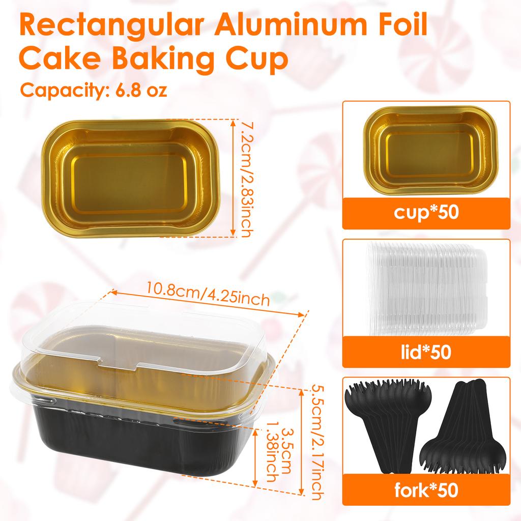 50/100Pcs 200ml Cake Mold Tin Foil Aluminum Foil Pudding Cup Baking Pans Mini Mousse Cupcake Containers Baking Mould Loaf Pans