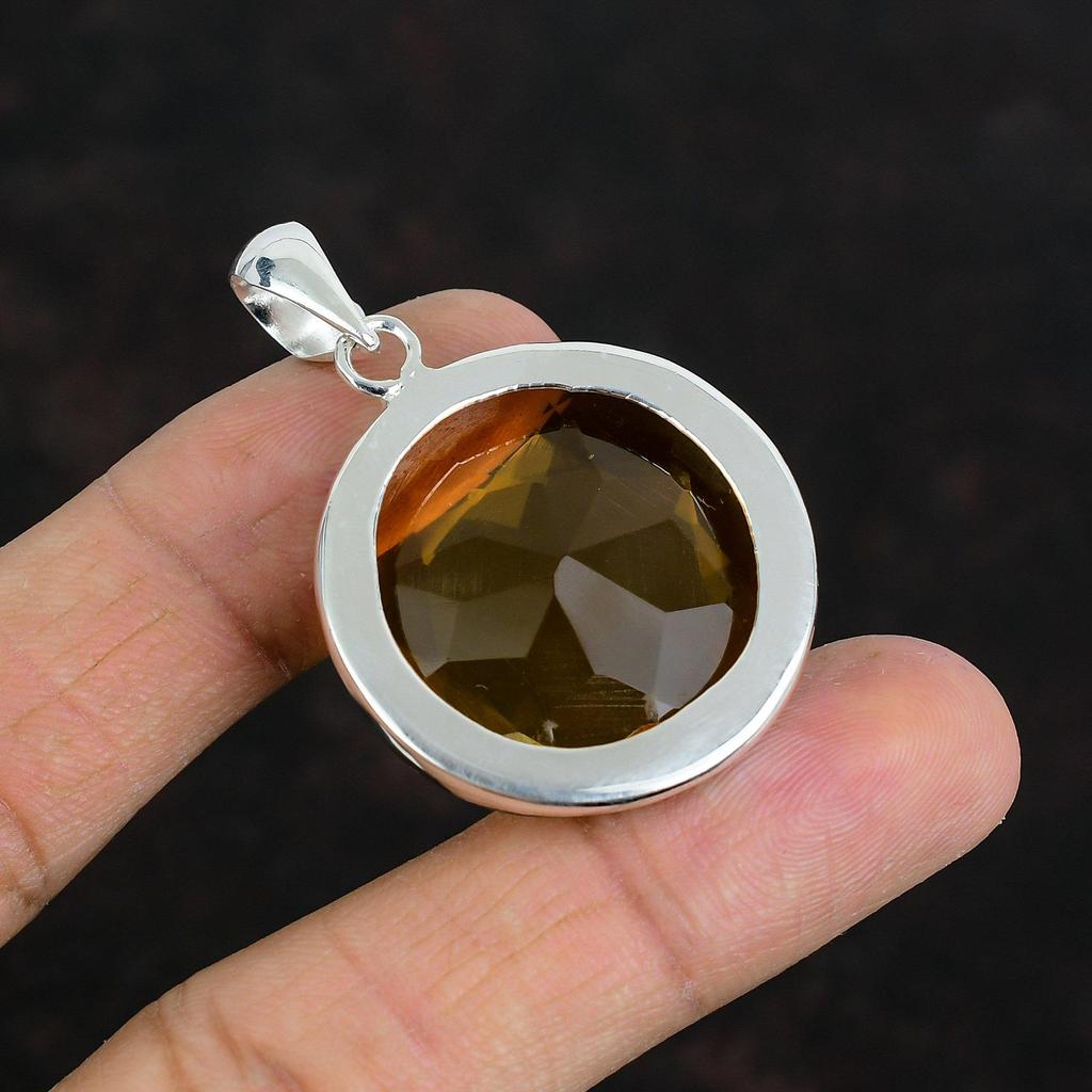 Faceted Citrine Pendant Genuine Gemstone Pendant 925 Sterling Silver Pendant Citrine Jewelry Handmade Pendant Gifts for Women Silver Jewelry