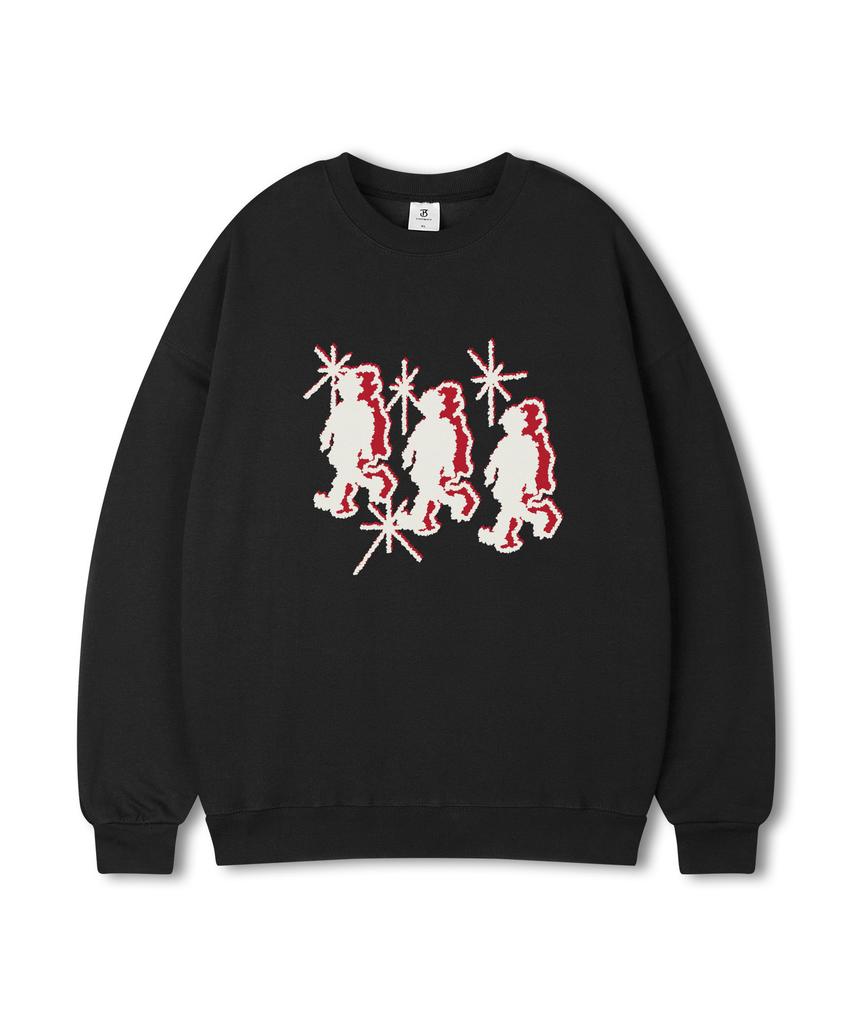 TOPBOY Running Crew Oversized Fleece-Lined Printed Sweatshirt