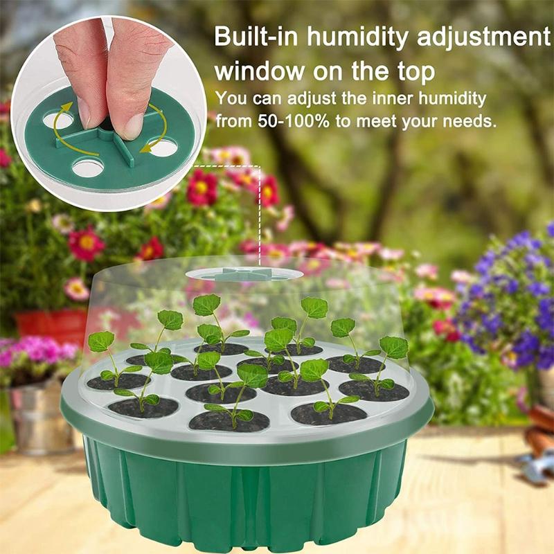 13 Holes Plant Flower Nursery Pots Tray Plastic Growing Box Insert Seedling Case with Lid Grow Tray Garden