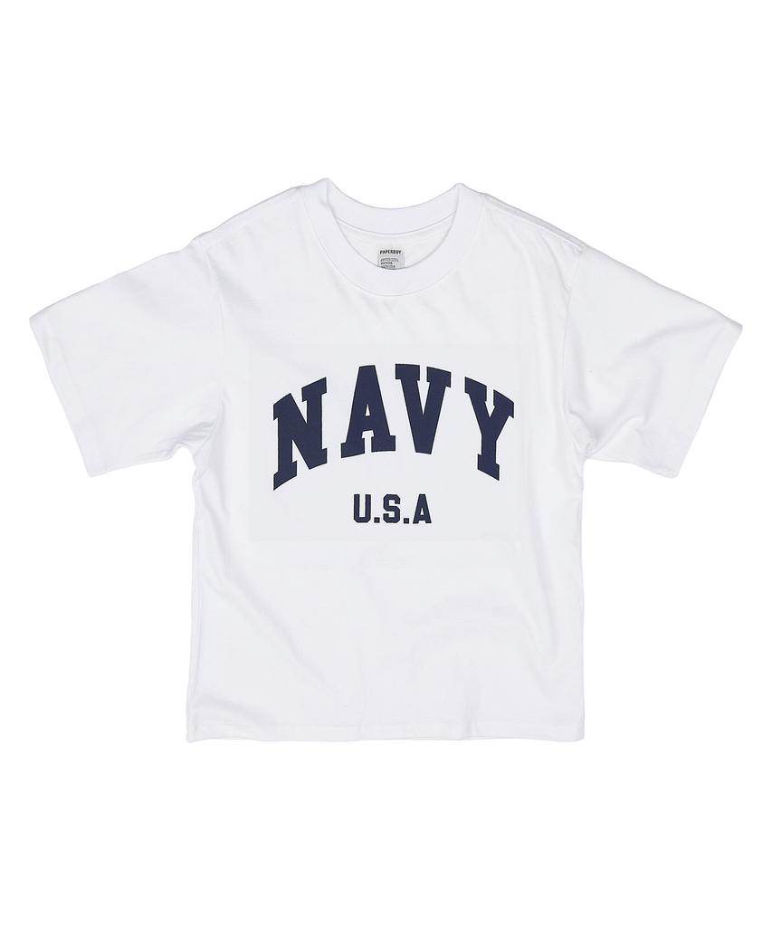 PAPERBOY Navy U.S.A Short Sleeve T-Shirt - White & Blue