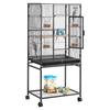 VEVOR Bird Cage, 625 x 425 x 1370 mm, Flat Top, Wrought Iron Bird Flight Cage with Perches, Slide-Out Tray and Plastic Feeders, Casters, for Parrot