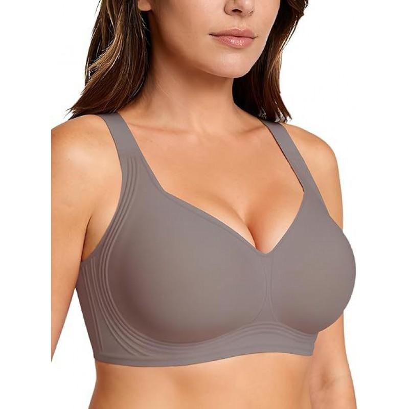 Seamless Wirefree Full Coverage Bra Women Soft Molded Cup With Breathable Nylon Spandex Plus Size Supportive T-Shirt In