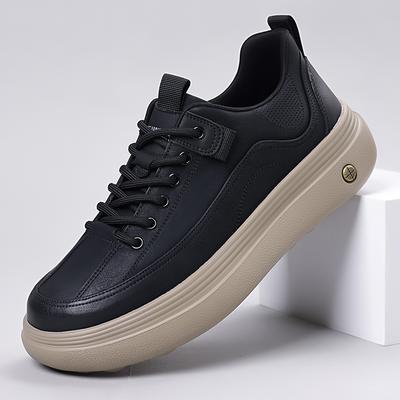 New Men's Solid-Colored Thick-Soled Casual Shoe For Autumn Winter Comfortable Lace-Up Walking Shoe Soft-Soled Outdoor Flat Shoes