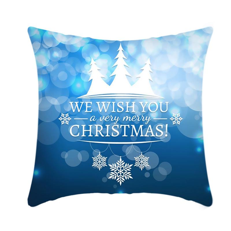 Christmas Blue Ice Snow Deer Digital Printing Short Plush Pillow Covers For Car Sofa Office Cushion Cover Home Goods 60X60Cm