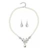 Elegant Bridal Pearl & Gemstone Necklace and Earring Set