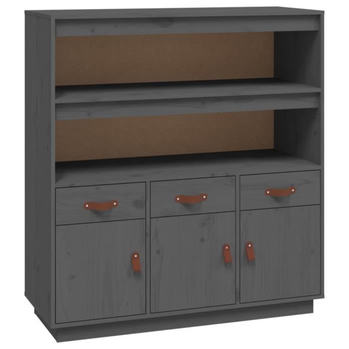 820164 vidaXL Highboard Grey 100x40x108.5 Cm Solid Pine Wood