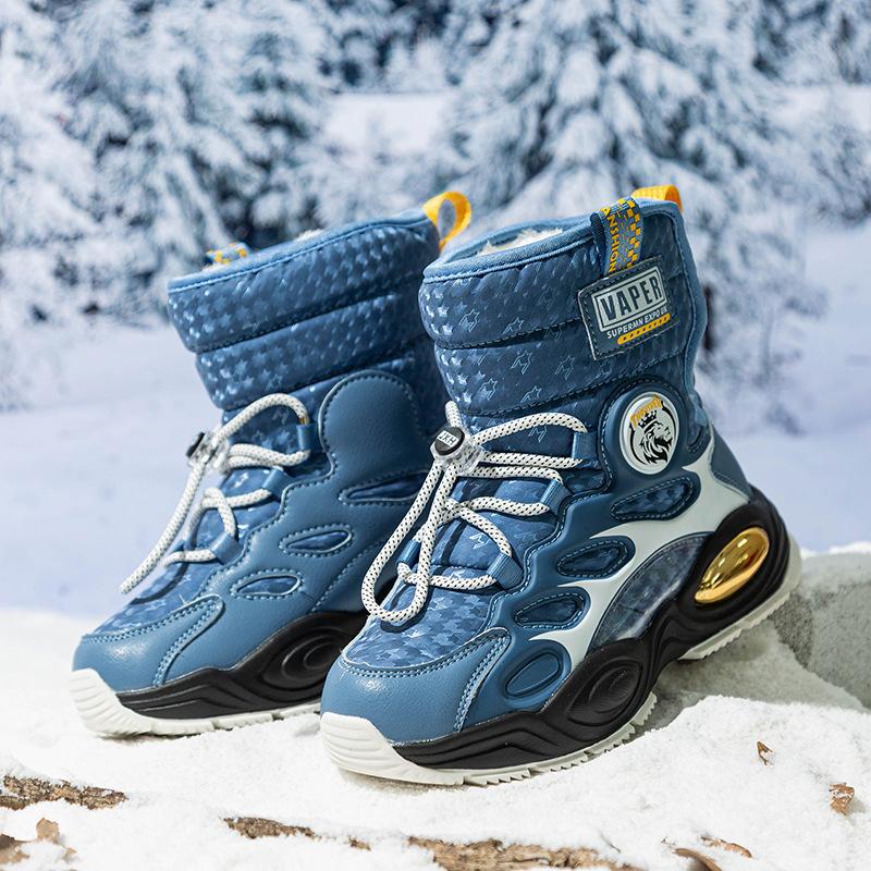 Children's cotton shoes outdoor mountaineering thermal sports shoes high-top cotton boots platform casual shoes velvet classmates