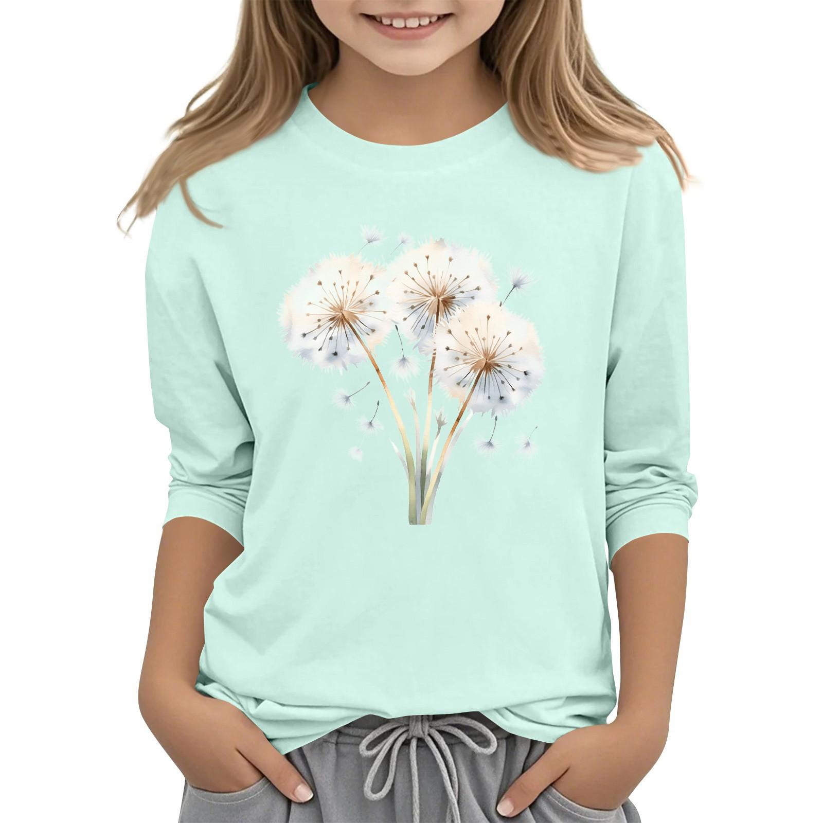 

Детский повседневный топ с круглым вырезом и рукавом 3/4 и цветочным принтом 130