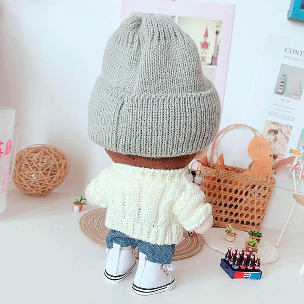 niannyyhouse Doll Clothing Set 20cm Twist Sweater Hat Shorts 3 Pieces Plush Toy Cotton Baby Doll Clothes