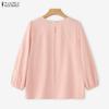 ZANZEA Women Casual V-Neck Long Sleeve Lace Patchwork Solid Color Loose Blouse