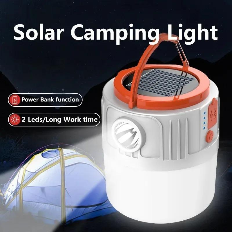Solar Light Bulb Camping Emergency Light USB Rechargeable Portable Outdoor with 5 Modes for Tent Hiking Power Emergency Outage