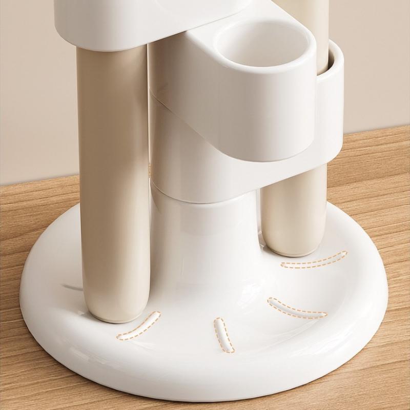 1Pcs Rotating Toothbrush Holder Bathroom Desktop Toothbrush Storage Rack Makeup Brush Pen Organizers Bathroom Accessories