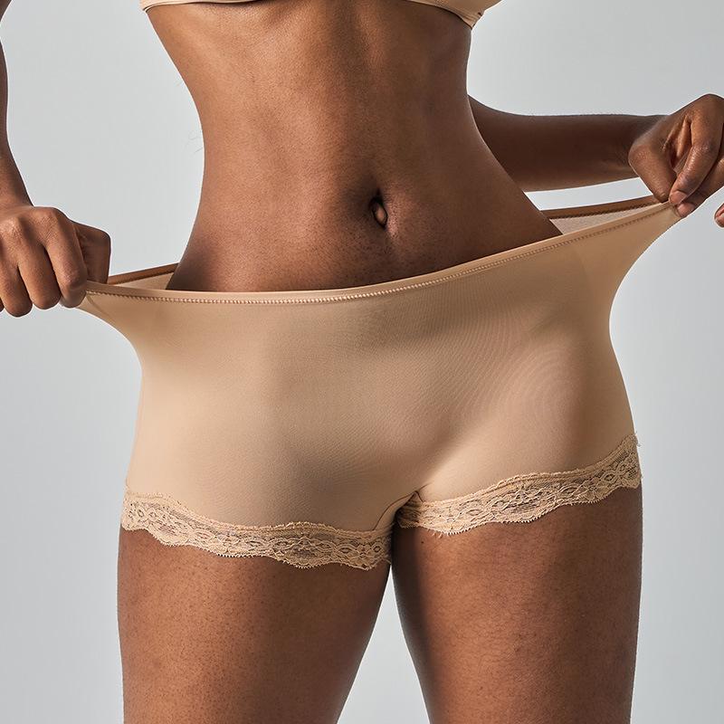 Damen Mid-Waist Spitzen-Slips - Sexy, Ausgehöhlt, Hochelastisch, Bequeme Sport Yoga Boxer Briefs