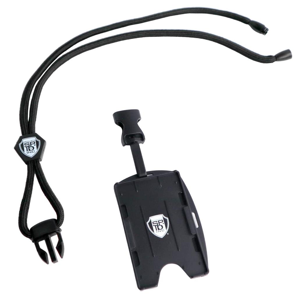 Specialist ID Metal Detector Safe Strap with Badge Holder Displays 2 Cards Double Sided Open Face Separation Cord Removable Plastic Clip Quick Release