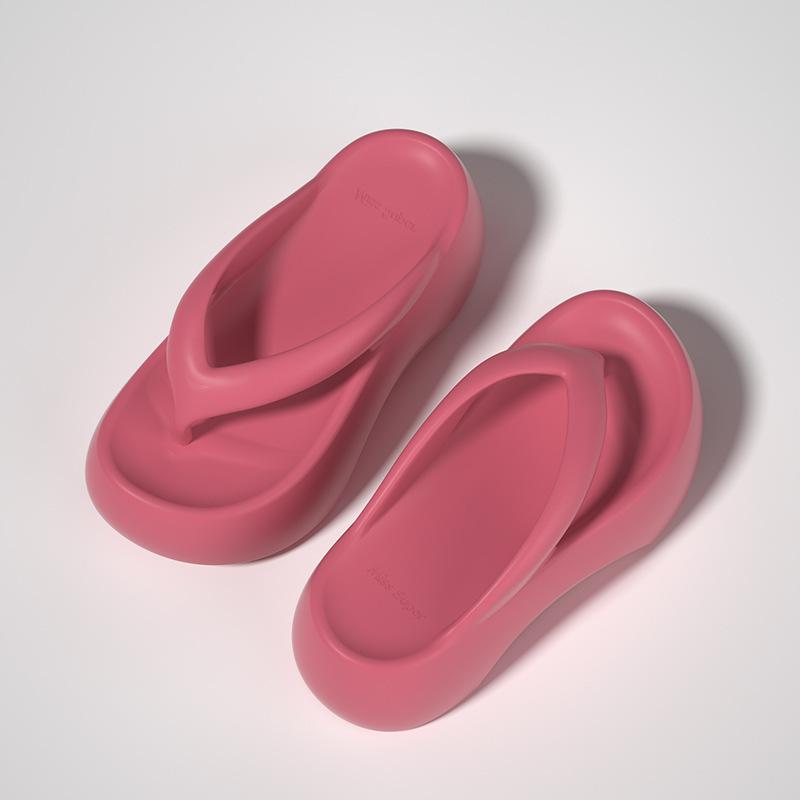 Fashion Pantoufles d'été pour femmes, tongs en caoutchouc, plate-forme, sandales de plage, mode basse, sabot hawaïen massag, 2024