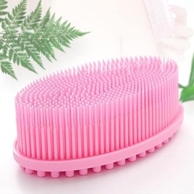 Panihari Body Brush Massage, Hygienic Silicone Bath Brush, Double-Sided Exfoliating & Gentle Sides, Quick-Foaming Deep-Clean, Pink, 1 Count