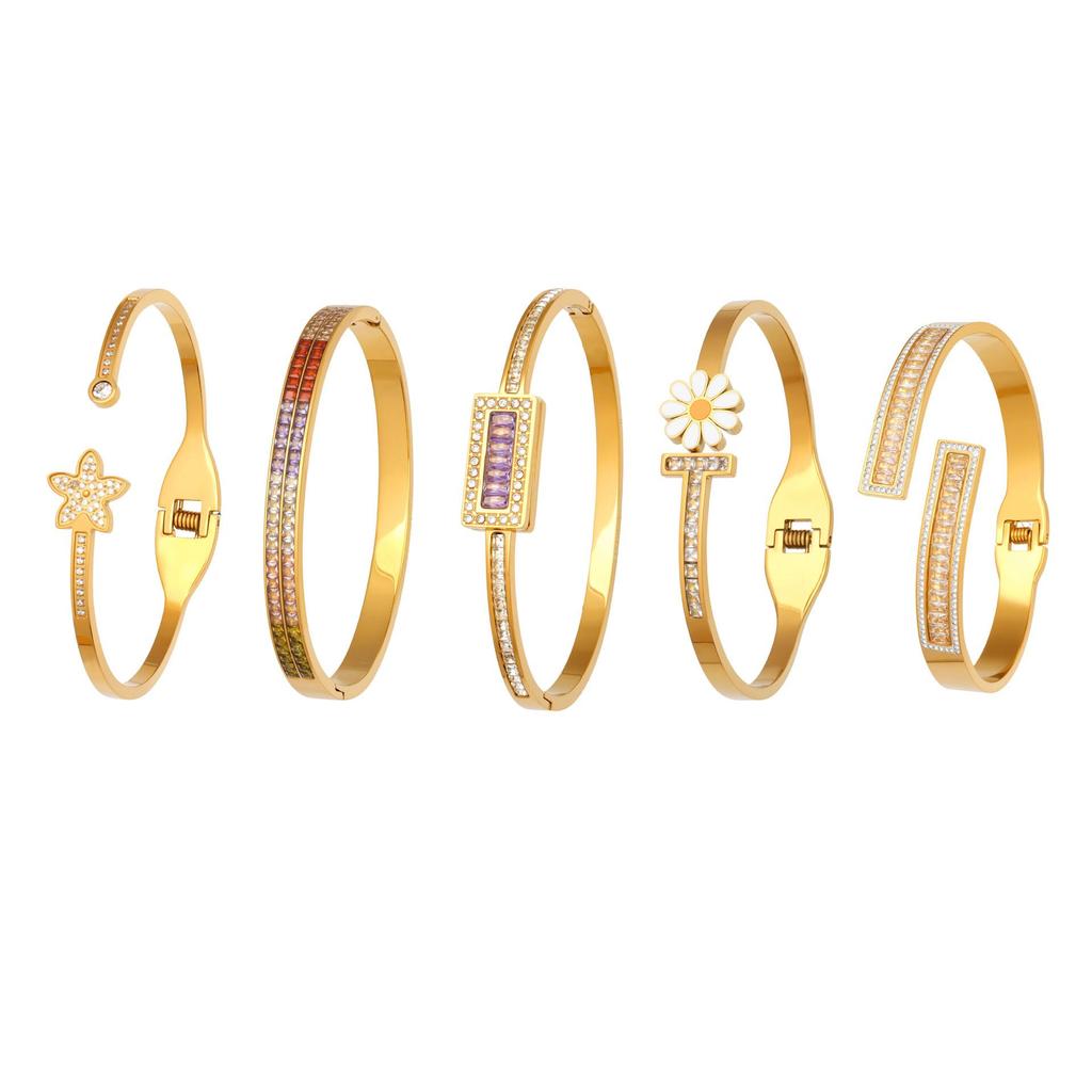 European and American Cross-Border Zircon Daisy Clasp Openable Bracelet - Fresh, Niche, Light Luxury Bracelet Set