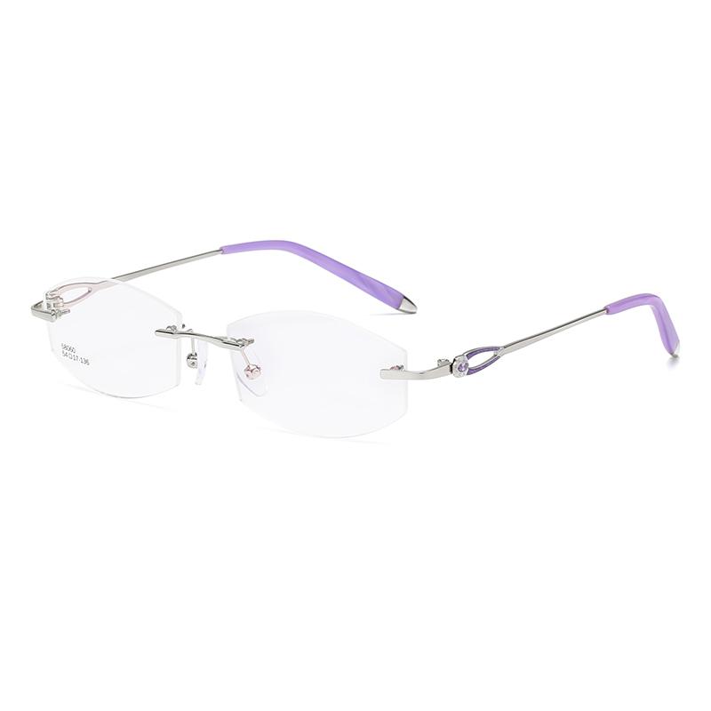 ZIROSAT 58060 Alloy Titanium Female Rimless Eyewear Diamond Trimmed Myopia Spectacle Frame Women Sunglasses Tint Lenses