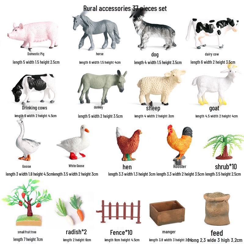 Wild Safari Animal Figurines: Giraffe, Elephant, Rhinoceros, Brown Bear, Tiger, Lion, Leopard, Hippopotamus - Solid Cognitive Toys