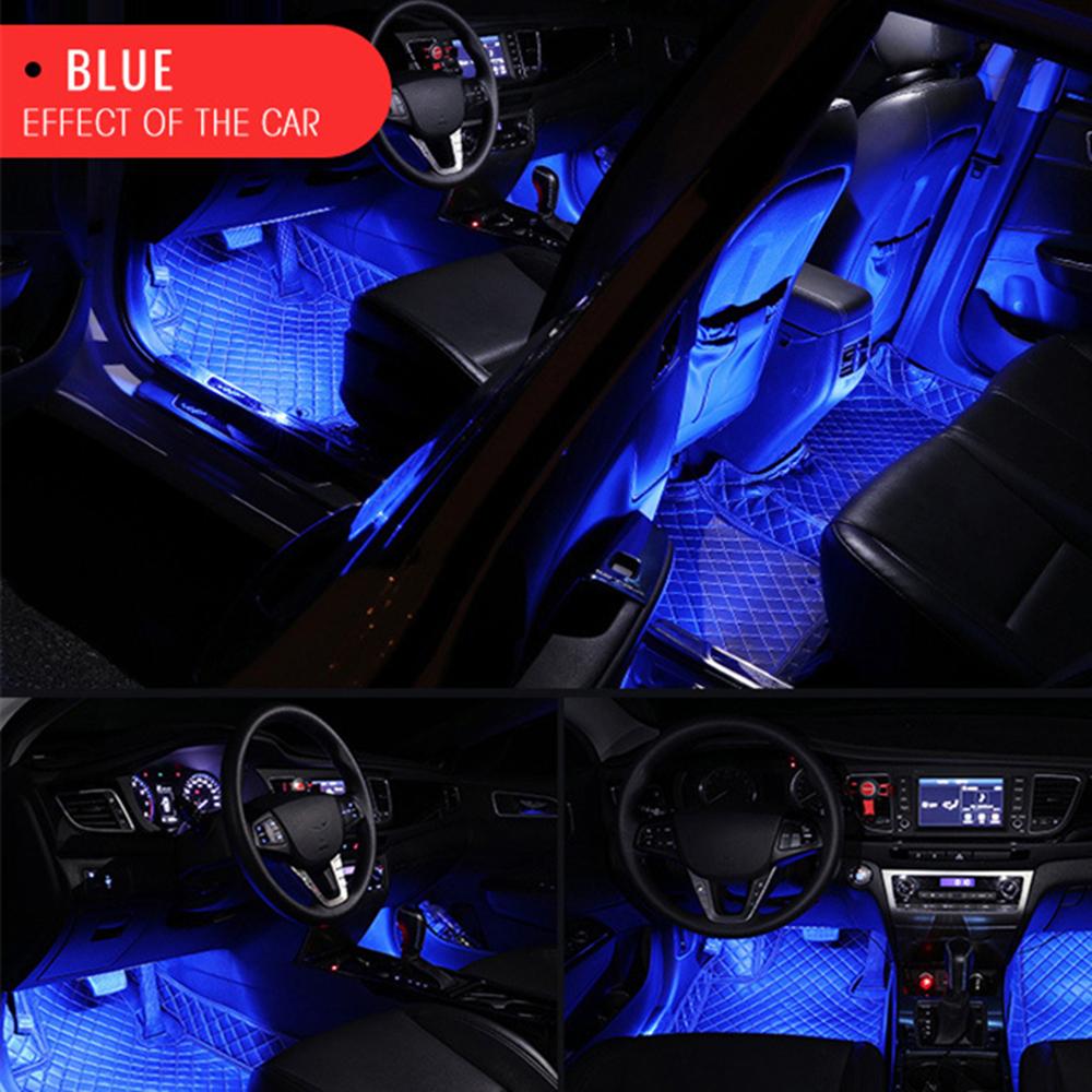 12V 3W RGB LED Light Bar Car Interior Floor Decor Atmosphere Strip Lamp w/Remote
