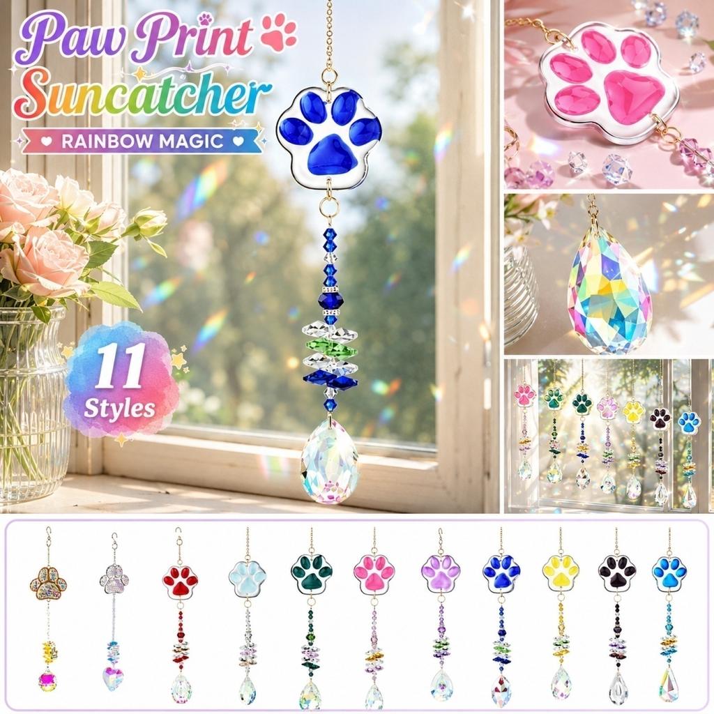 Decorative Paw Shaped Wind Chime Window Hanging Sun Catcher Rainbow Maker for Home Garden Indoor Outdoor Ornament