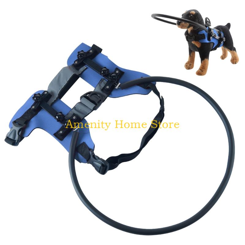 

F26C Adjustable Blind Dog Harness Crashproof Protective Collar with Soft Paddings S синий