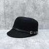 French Belt Buckle Woolen Equestrian Hat Women'S Autumn And Winter British Retro Black Knight Hat Showing Face Small Felt Top Hat