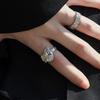 Adjustable Chic Open 925 Sterling Silver Ring With Sparkling Diamondlike Details And Contemporary Aesthetic