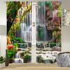 2Pcs Tropical Rainforest Curtains Waterfall Scenery Pattern Living Room Bedroom Window Decor Curtains Natural Landscape Theme