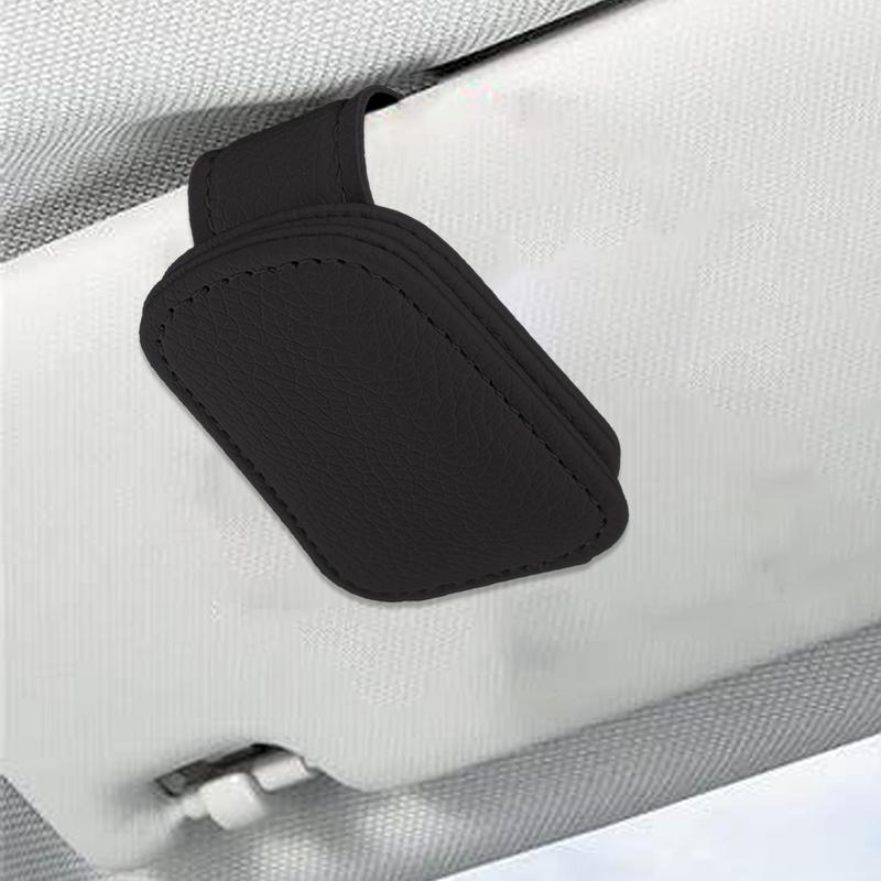 Car Glasses Holder Eyeglass Mount Glasses Hanger Clip PU Leather Car Glasses Holder Protective Sunglass Visor Clip Eyeglasses