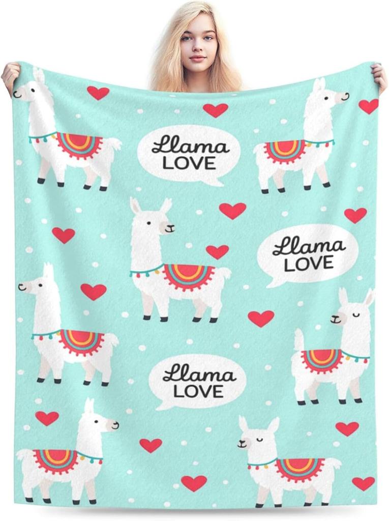 Alpaca Throw Blanket Cute Llamas Blanket Alpaca Gifts for Women Girls Soft Cozy Flannel Fleece Fuzzy Stuffed Plush Bedding Decor