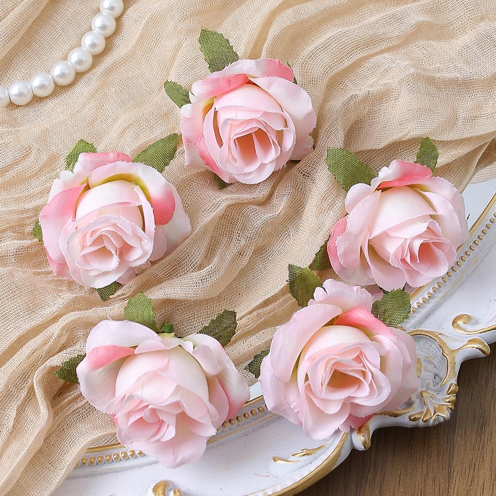 50PC Artificial Flowers DIY Candy Box Cake Home Decor Christmas Decorative Wreaths Wedding Party Garden Roses Arch Silk Fake