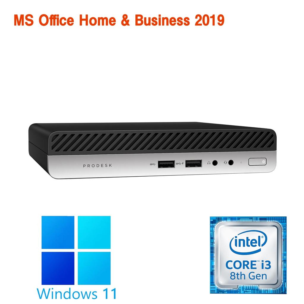 HP Mini PC 400G4 8th Generation Windows 11 Pro MS Office Home Business 2019 Wajun Bluetooth 8GB RAM 256GB SSD [Refurbished] / i3-8100T / / & / Wi-Fi /