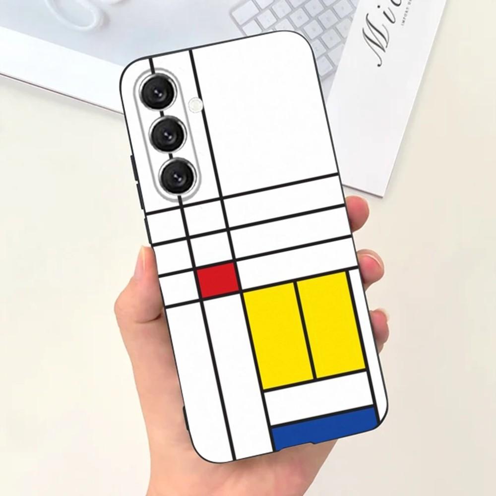 TOPLBPCS Mondrian Grid Phone Case For Samsung S21,S22 Ultra,S20,S30 plus,S22 plus,S23,S30 ultra 5G Silicone Cover