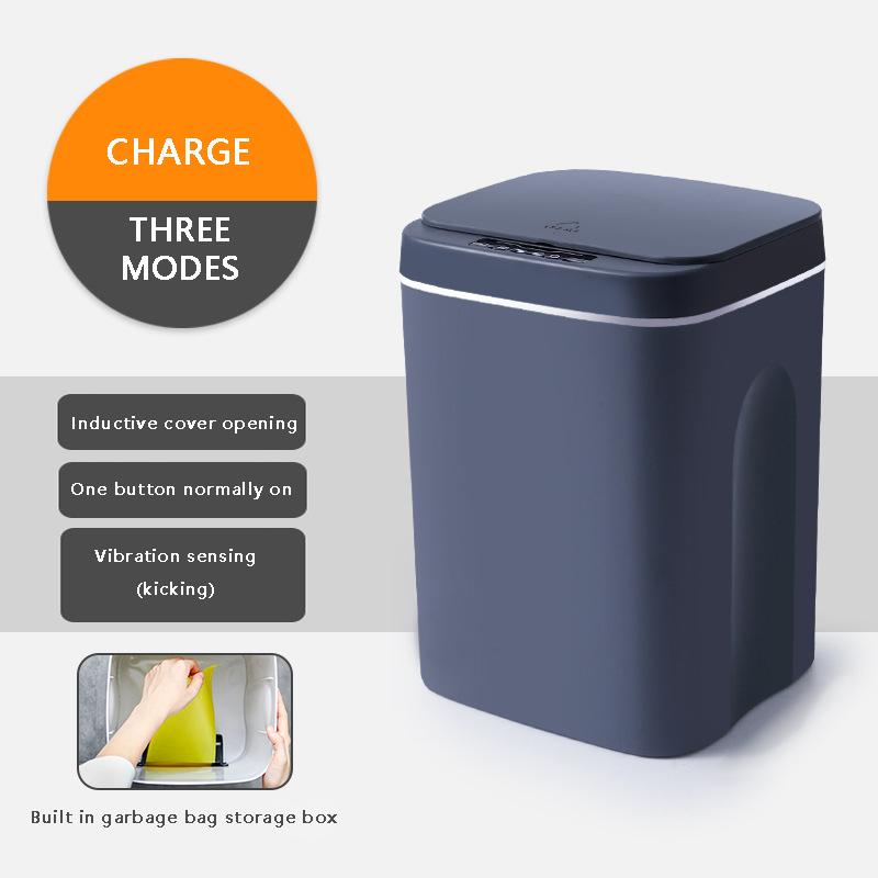 USB Charge Smart Induction Trash Can Automatic Dustbin Bucket Garbage Bathroom for Kitchen Electric Type Touch Trash Bin Paper Basket 14L