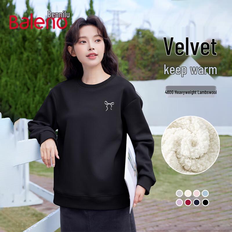 Baleno Women's Casual Winter Lamb Fleece Lined Round Neck Sweatshirt