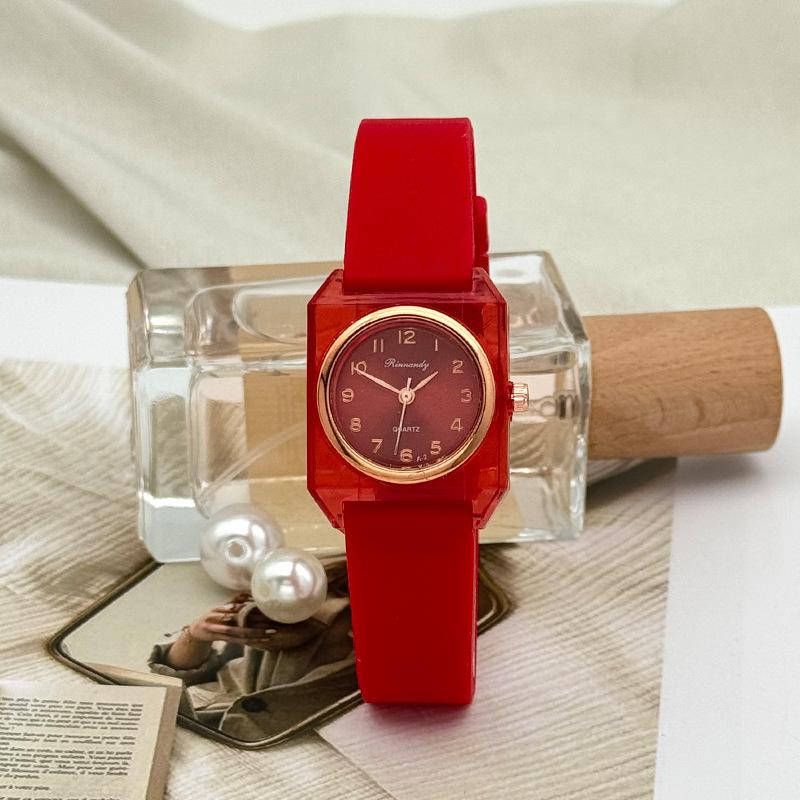 JYL Women's Watch Square Digital Student Casual Silicone Strap